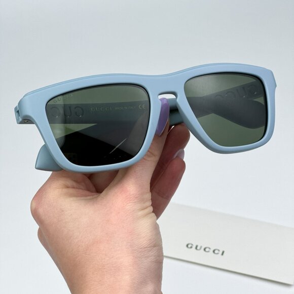 Gucci GG1571S 003 BRAND NEW Sunglasses Light Blue Green Unisex Square - Picture 3 of 12